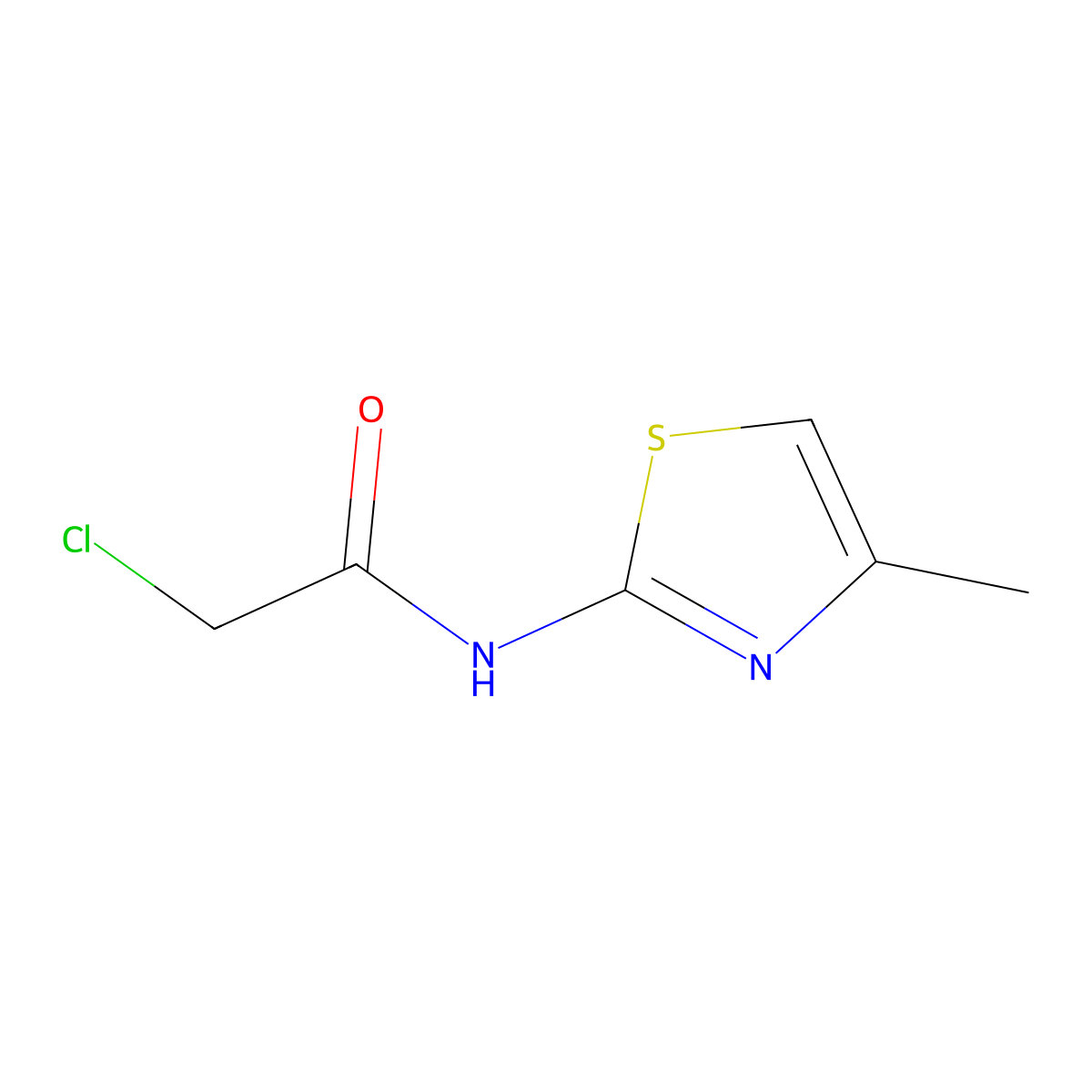 2-chloro-N-(4-methyl-1,3-thiazol-2-yl)acetamide molecular structure, CAS 50772-53-7