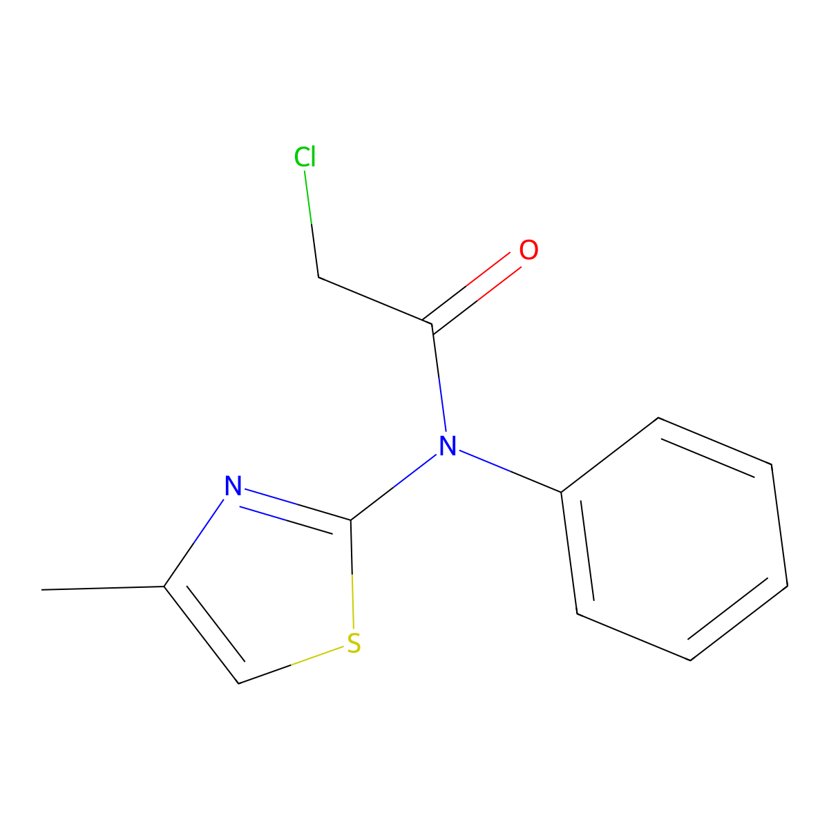 2-chloro-N-(4-methyl-1,3-thiazol-2-yl)-N-phenylacetamide molecular structure, CAS 50772-64-0