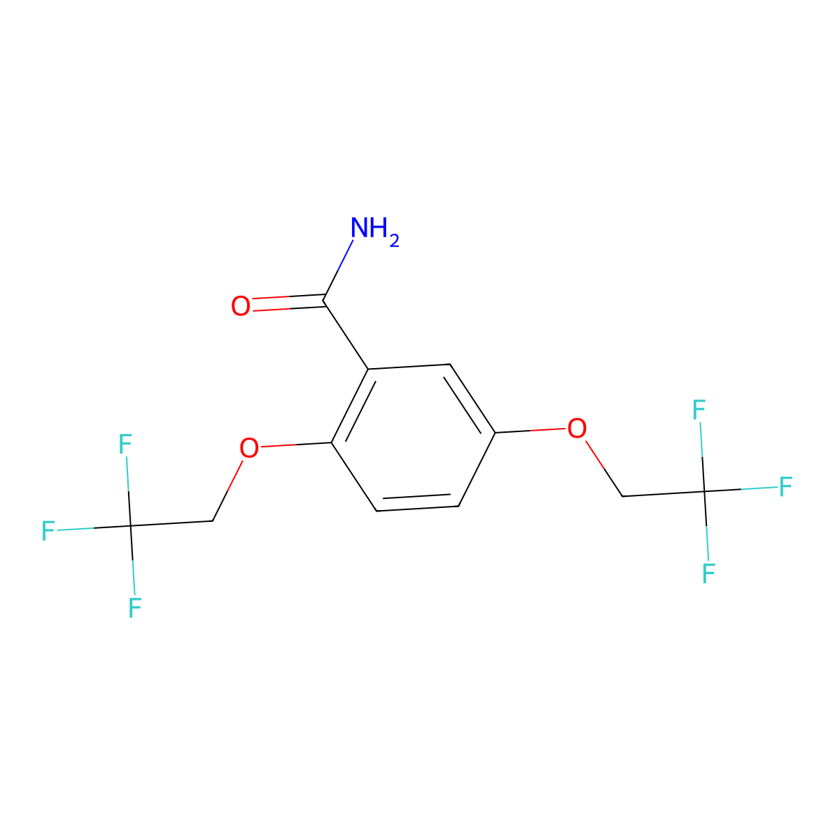 2,5-Bis(2,2,2-trifluoroethoxy)benzamide molecular structure, CAS 50778-63-7