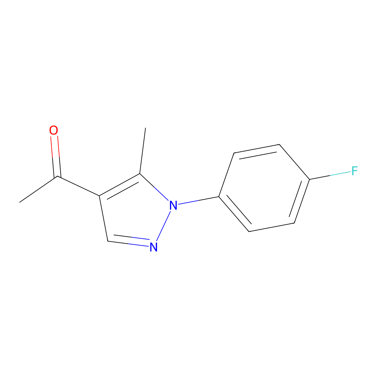 1-[1-(4-fluorophenyl)-5-methyl-1H-pyrazol-4-yl]ethan-1-one molecular structure, CAS 5078-58-0