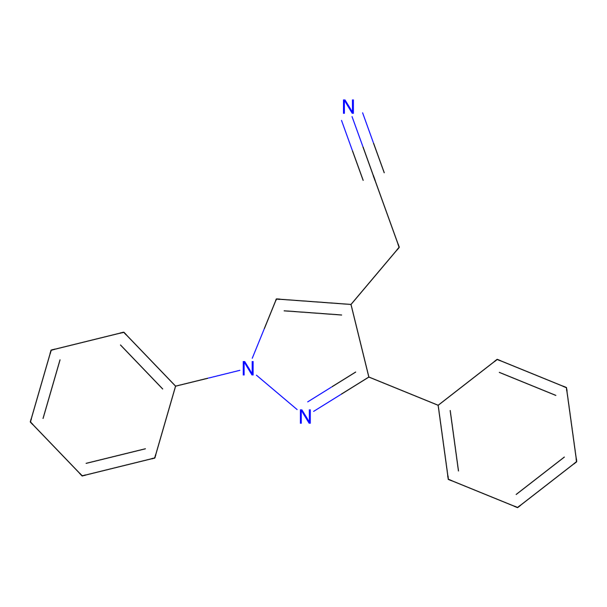 (1,3-Diphenyl-1H-pyrazol-4-YL)-acetonitrile molecular structure, CAS 50781-53-8