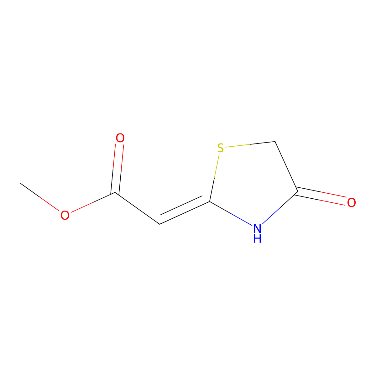 Methyl 2-(4-oxo-1,3-thiazolidin-2-ylidene)acetate molecular structure, CAS 50783-16-9