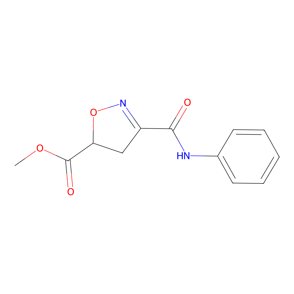 Methyl 4,5-dihydro-3-[(phenylamino)carbonyl]-5-isoxazolecarboxylate molecular structure, CAS 50784-70-8