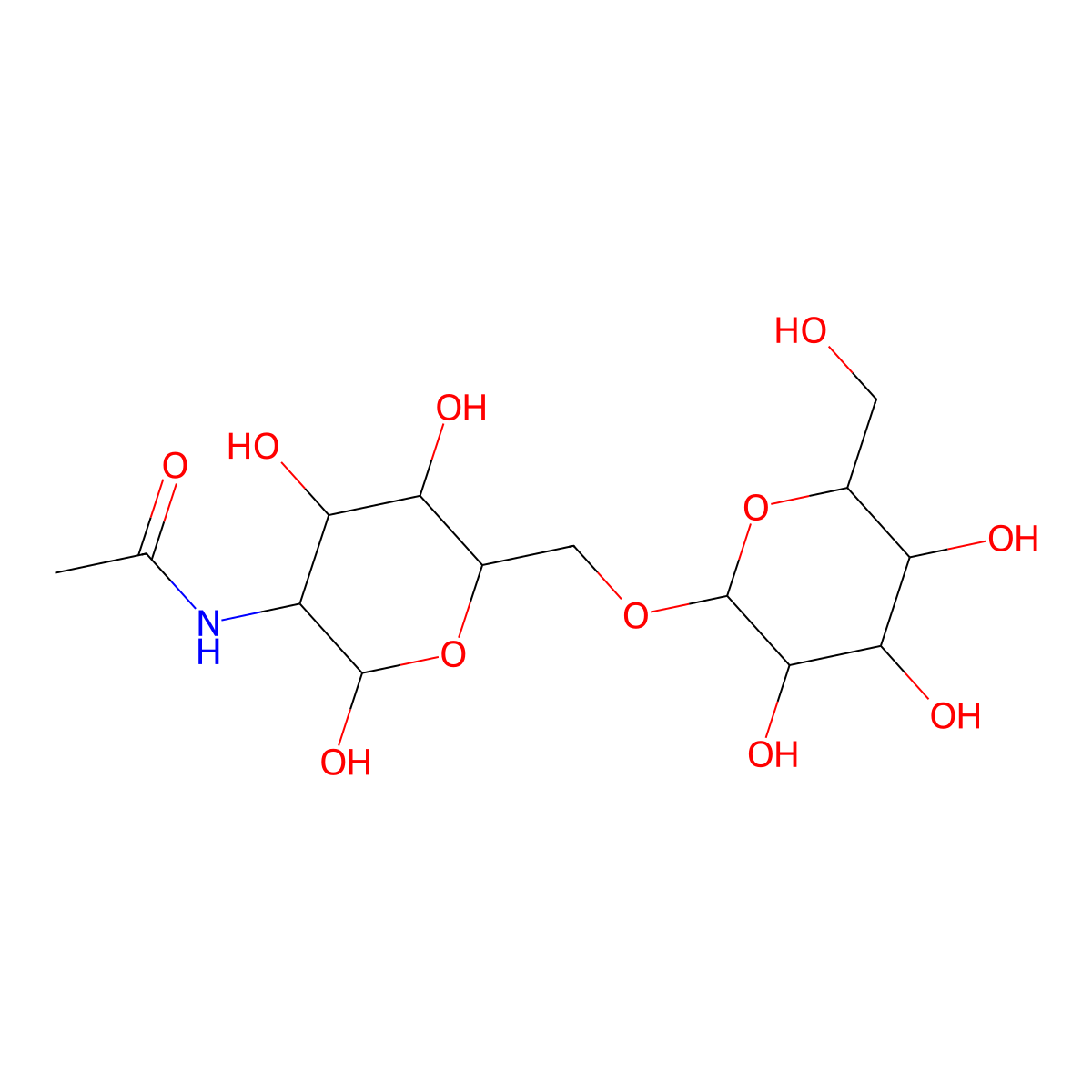 beta-D-Galp-(1->6)-D-GlcNAcp molecular structure, CAS 50787-10-5