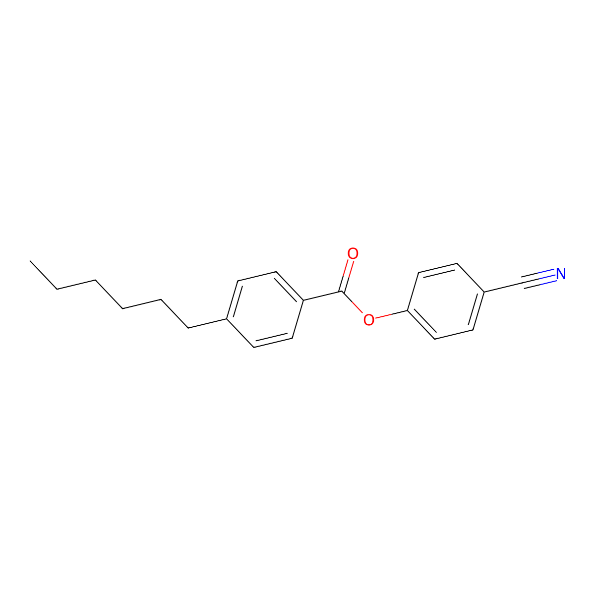 Benzoic acid, 4-hexyl-, 4-cyanophenyl ester molecular structure, CAS 50793-85-6