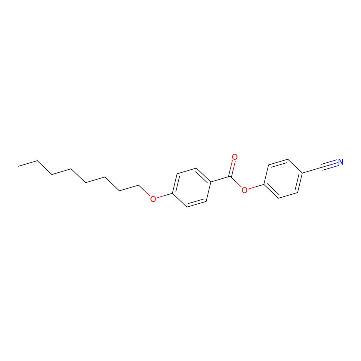 Benzoic acid, 4-(octyloxy)-, 4-cyanophenyl ester molecular structure, CAS 50793-89-0