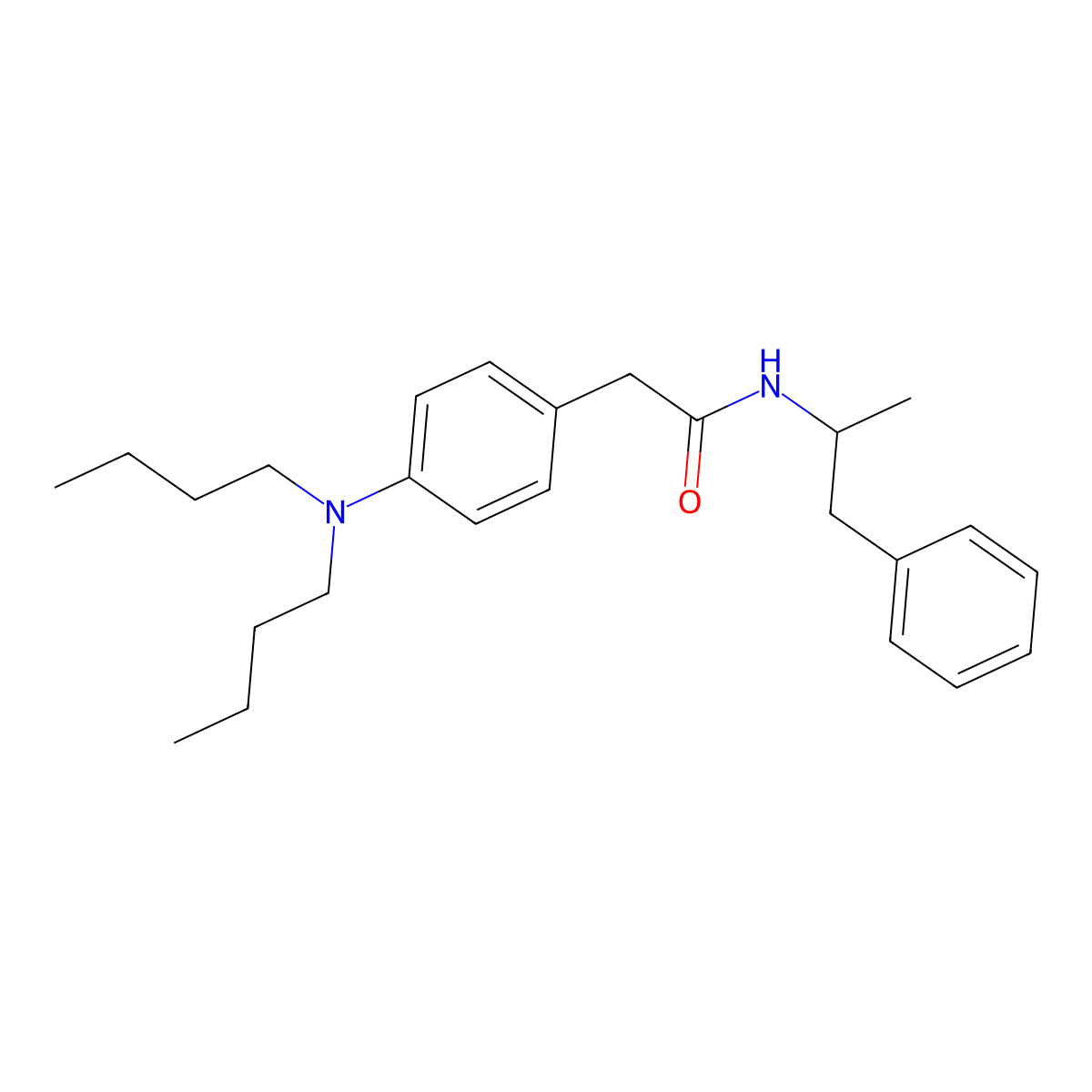 Acetamide, 2-(p-(dibutylamino)phenyl)-N-(alpha-methylphenethyl)- molecular structure, CAS 50794-03-1