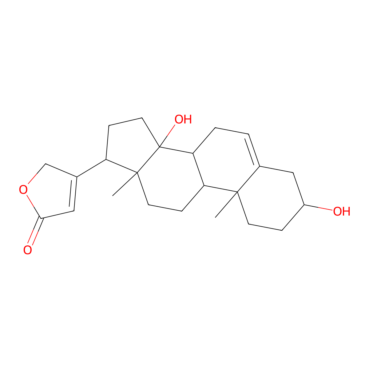 (3beta)-3,14-Dihydroxycarda-5,20(22)-dienolide molecular structure, CAS 508-92-9