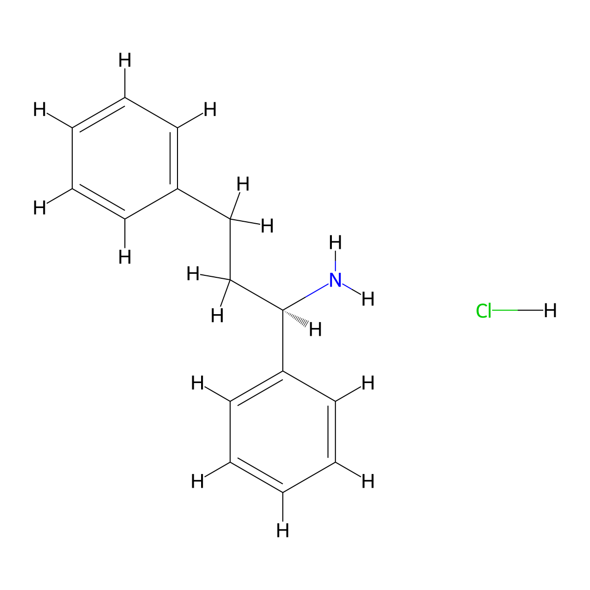 (1R)-1,3-diphenylpropan-1-amine;hydrochloride molecular structure, CAS 5080-15-9