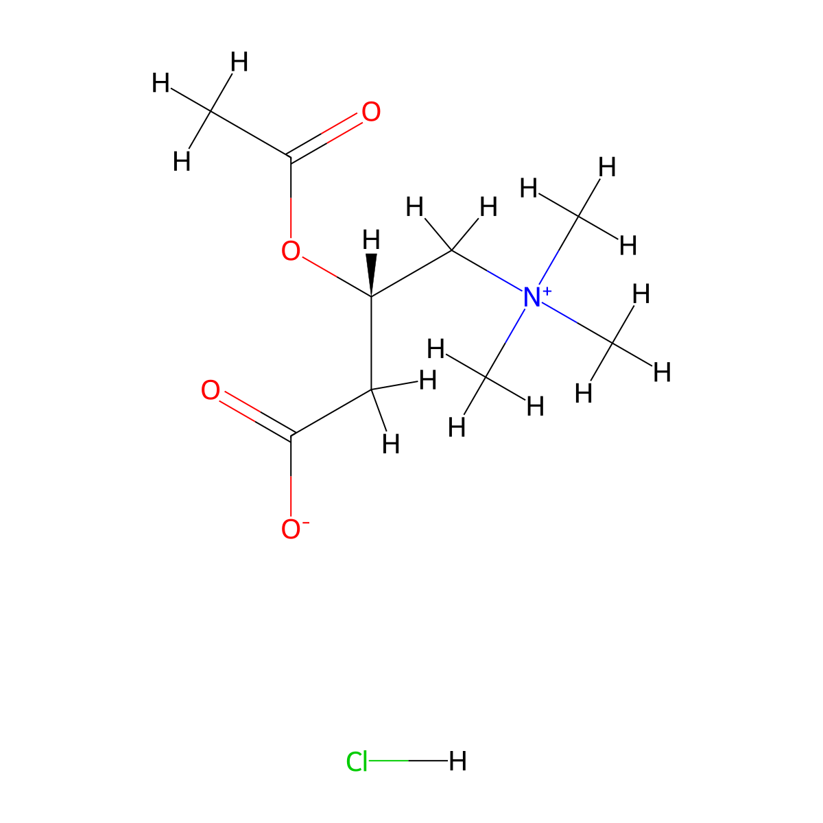 (S)-3-Acetoxy-4-(trimethylammonio)butanoate hydrochloride molecular structure, CAS 5080-50-2