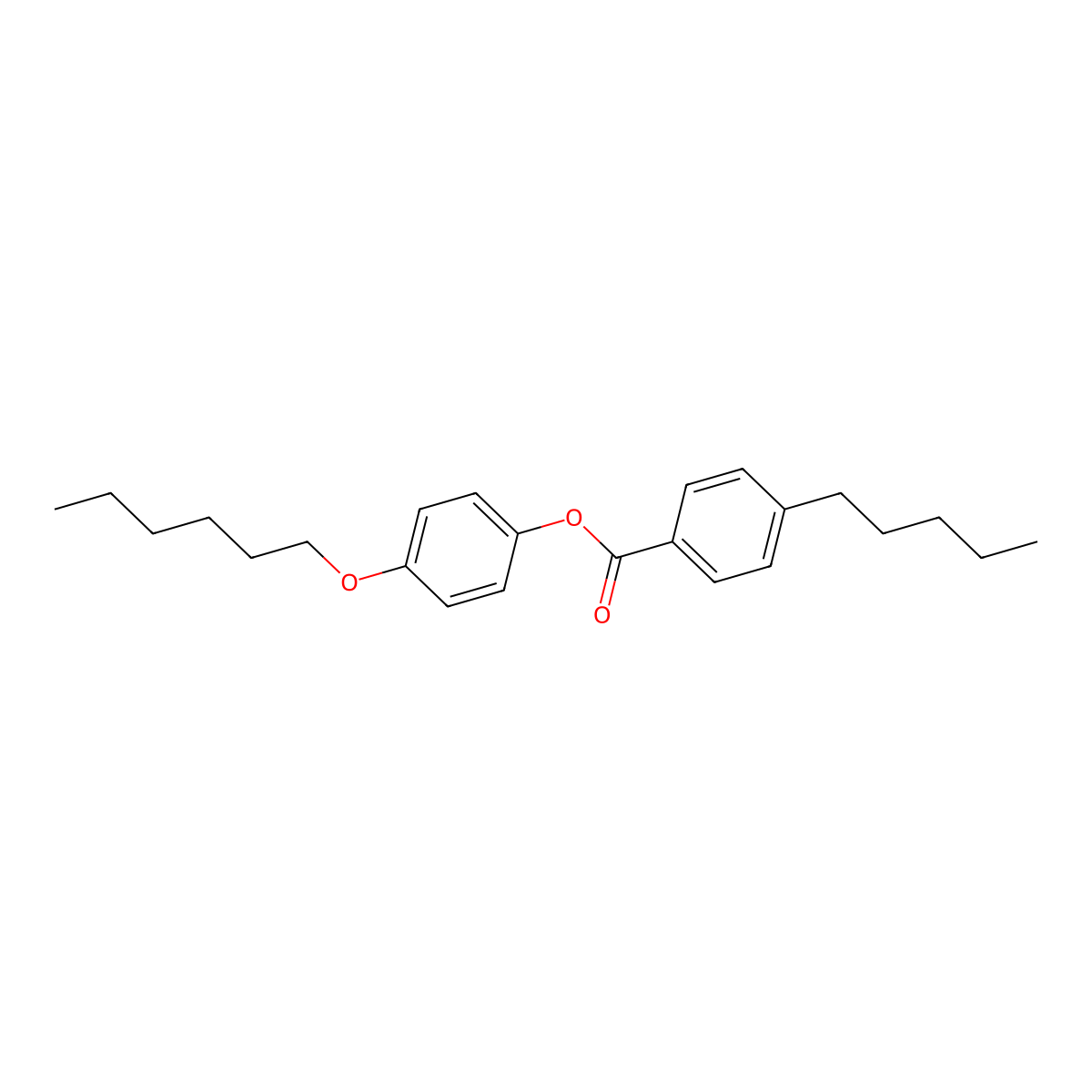 Benzoic acid, 4-pentyl-, 4-(hexyloxy)phenyl ester molecular structure, CAS 50802-52-3