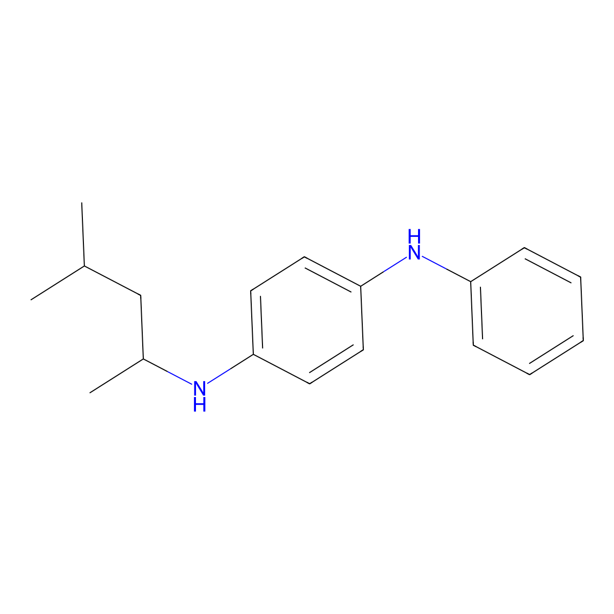 1,4-Benzenediamine, N-(1,3-dimethylbutyl)-N'-phenyl- molecular structure, CAS 50809-58-0