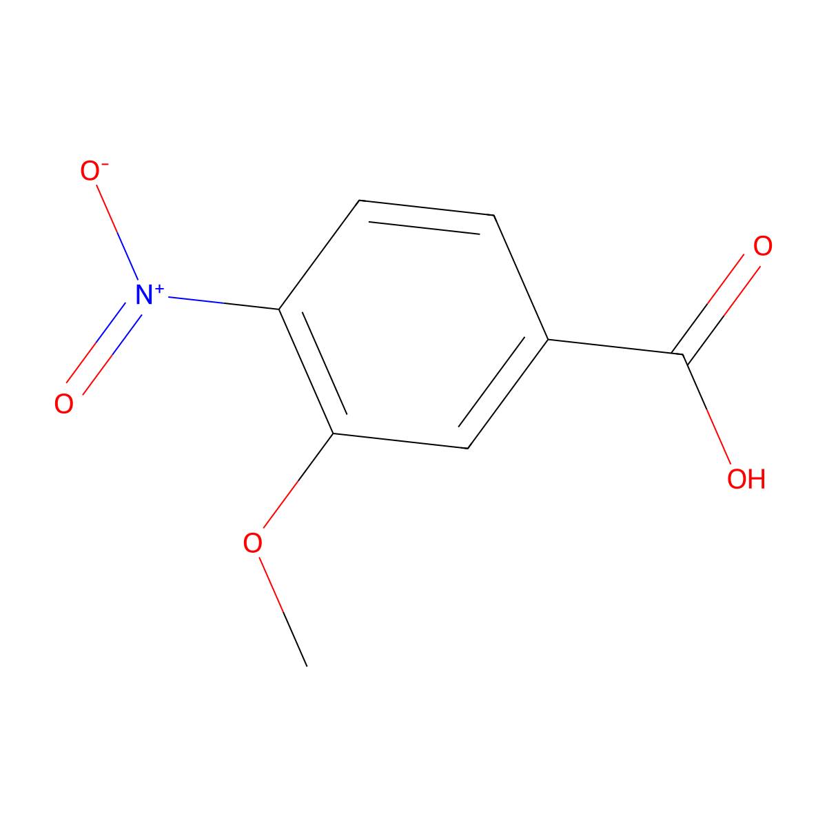 3-Methoxy-4-nitrobenzoic acid molecular structure, CAS 5081-36-7
