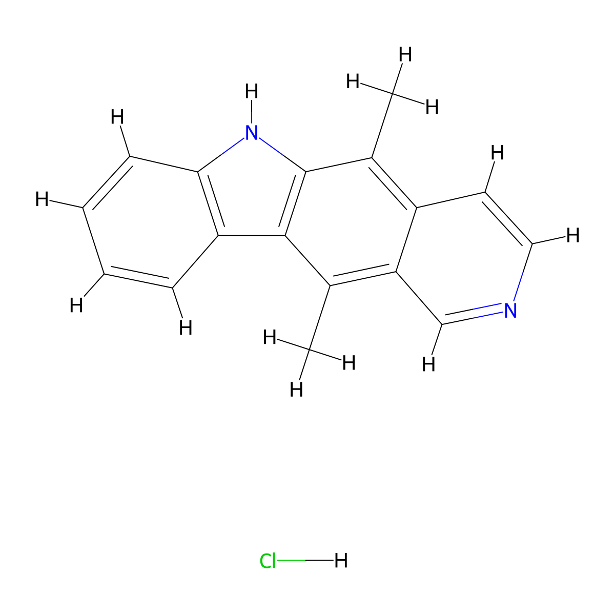 Ellipticine hydrochloride molecular structure, CAS 5081-48-1