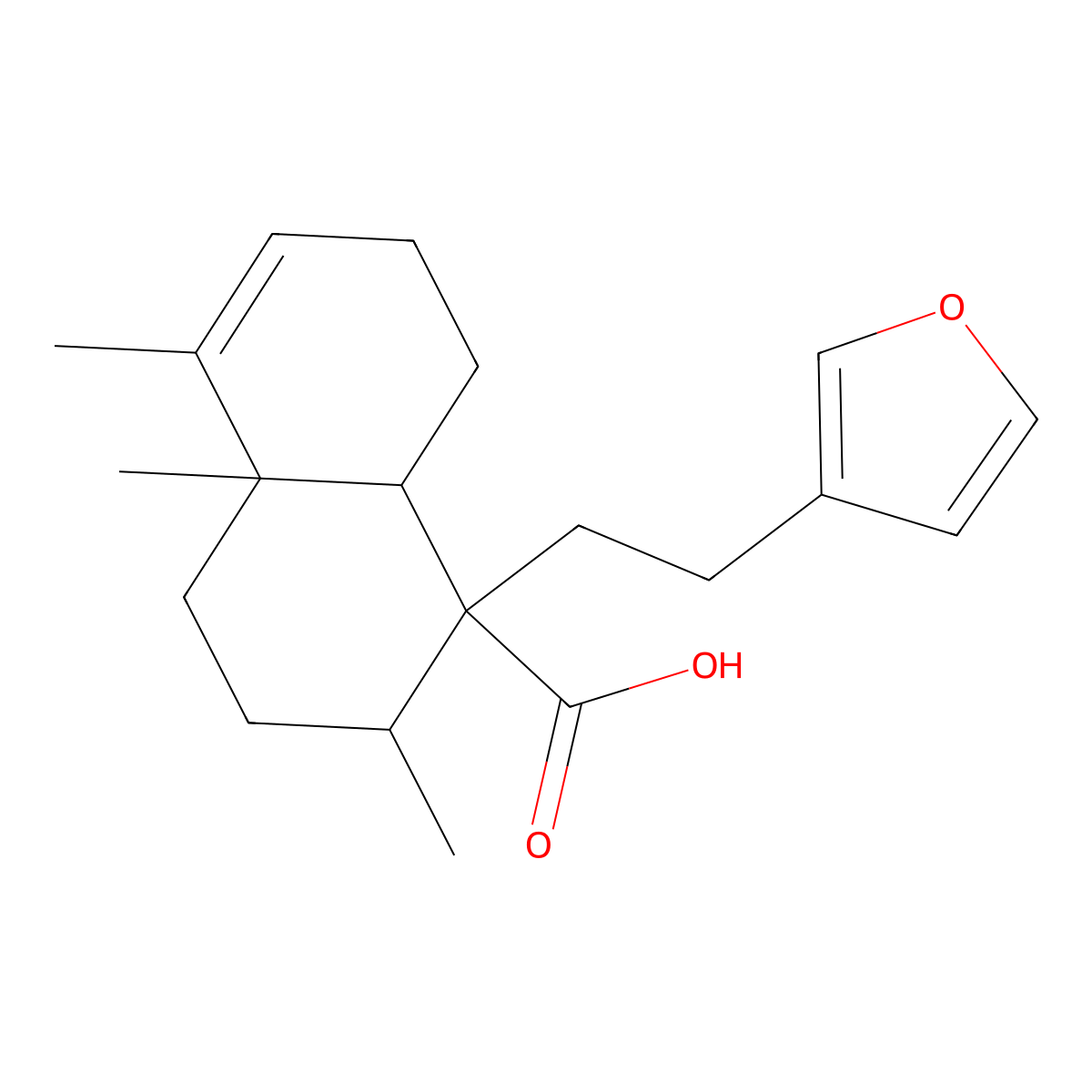 (1R,2R,4aR,8aS)-1-[2-(furan-3-yl)ethyl]-2,4a,5-trimethyl-2,3,4,7,8,8a-hexahydronaphthalene-1-carboxylic acid molecular structure, CAS 50816-25-6