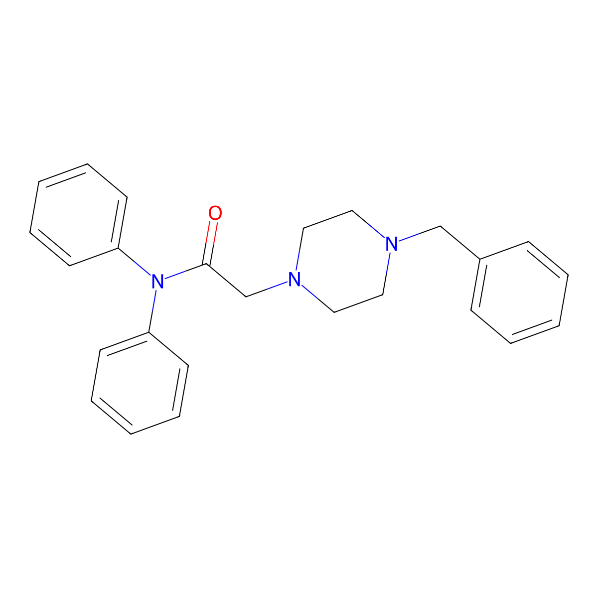 N,N-Diphenyl-2-(4-benzylpiperazinyl)ethanamide molecular structure, CAS 508181-08-6
