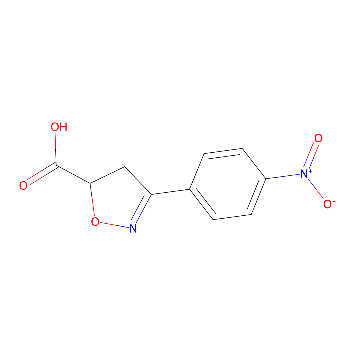 3-(4-Nitrophenyl)-4,5-dihydro-1,2-oxazole-5-carboxylic acid molecular structure, CAS 508182-18-1