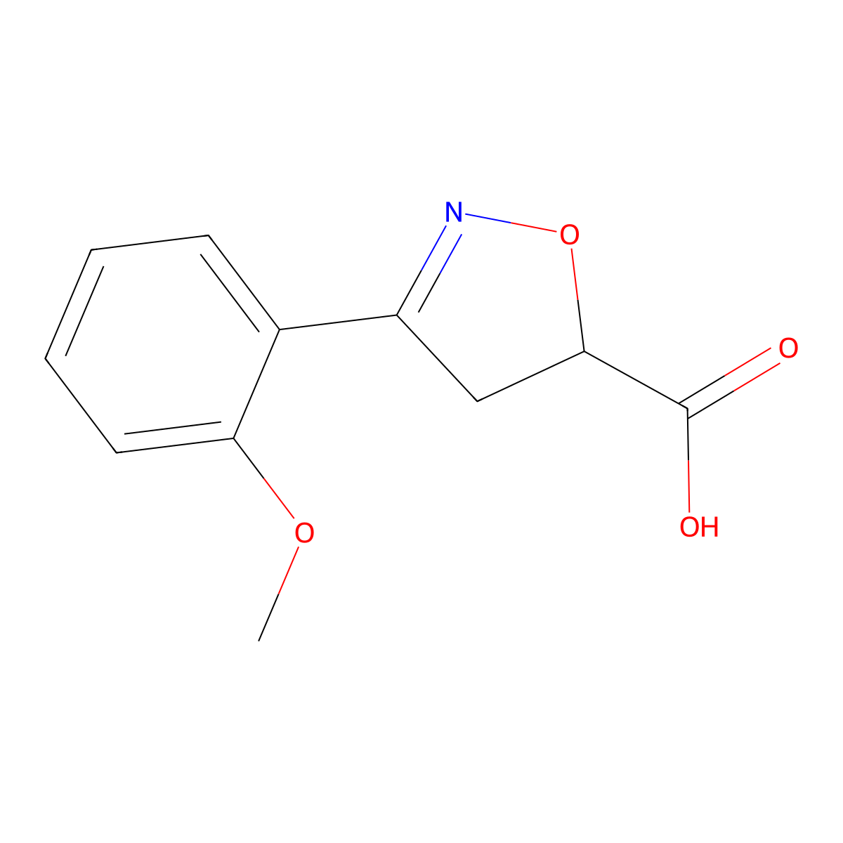 3-(2-Methoxyphenyl)-4,5-dihydroisoxazole-5-carboxylic acid molecular structure, CAS 508182-19-2