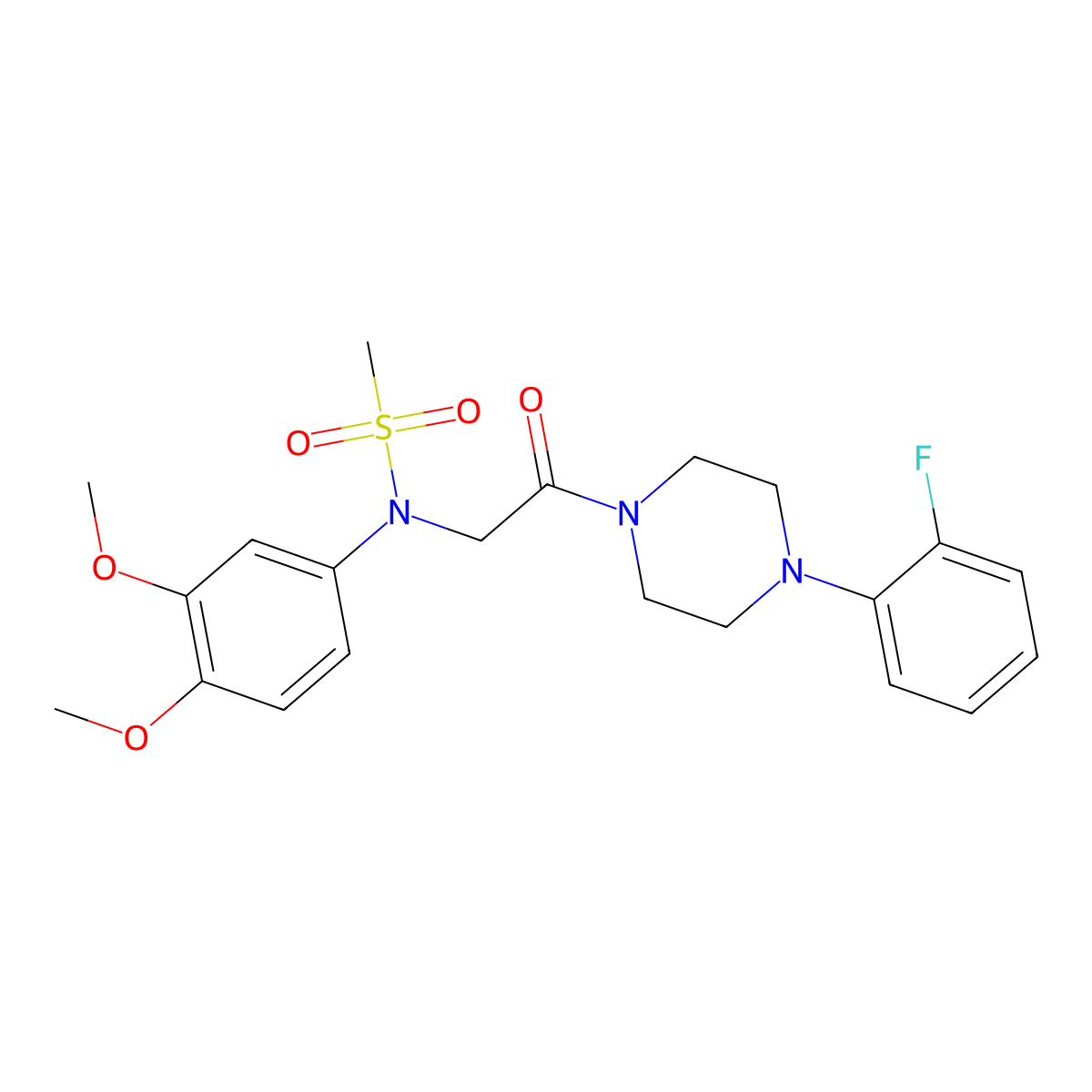 N-(3,4-dimethoxyphenyl)-N-{2-[4-(2-fluorophenyl)piperazin-1-yl]-2-oxoethyl}methanesulfonamide molecular structure, CAS 508184-24-5