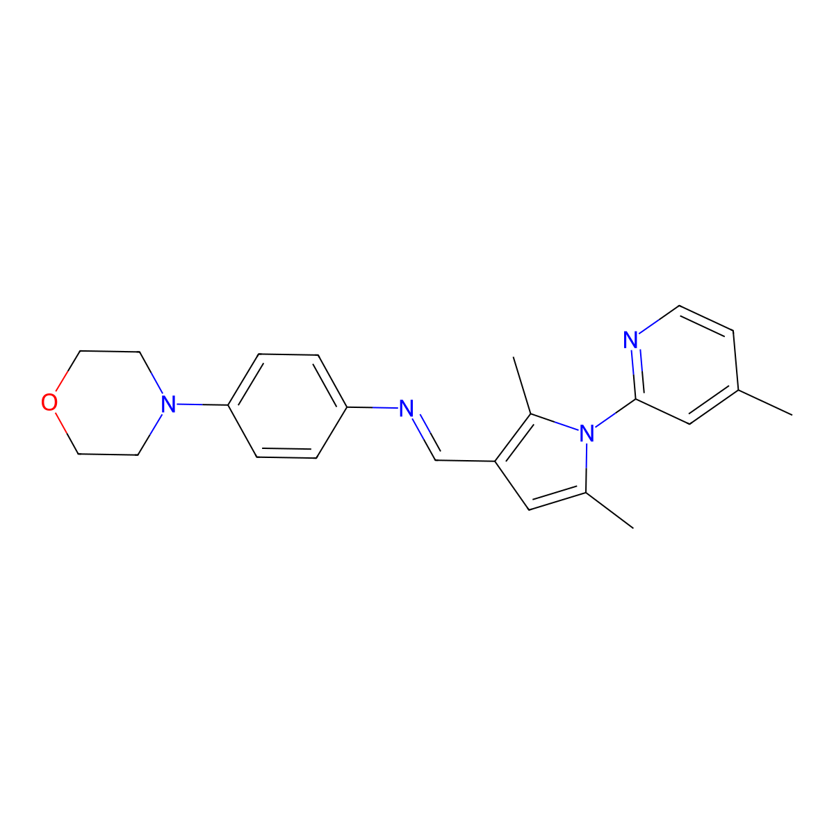 1-[2,5-dimethyl-1-(4-methylpyridin-2-yl)pyrrol-3-yl]-N-(4-morpholin-4-ylphenyl)methanimine molecular structure, CAS 508185-04-4