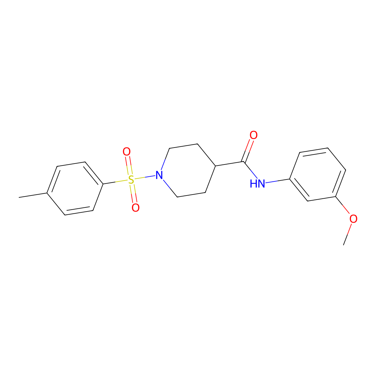 N-(3-methoxyphenyl)-1-(4-methylphenyl)sulfonylpiperidine-4-carboxamide molecular structure, CAS 508185-42-0