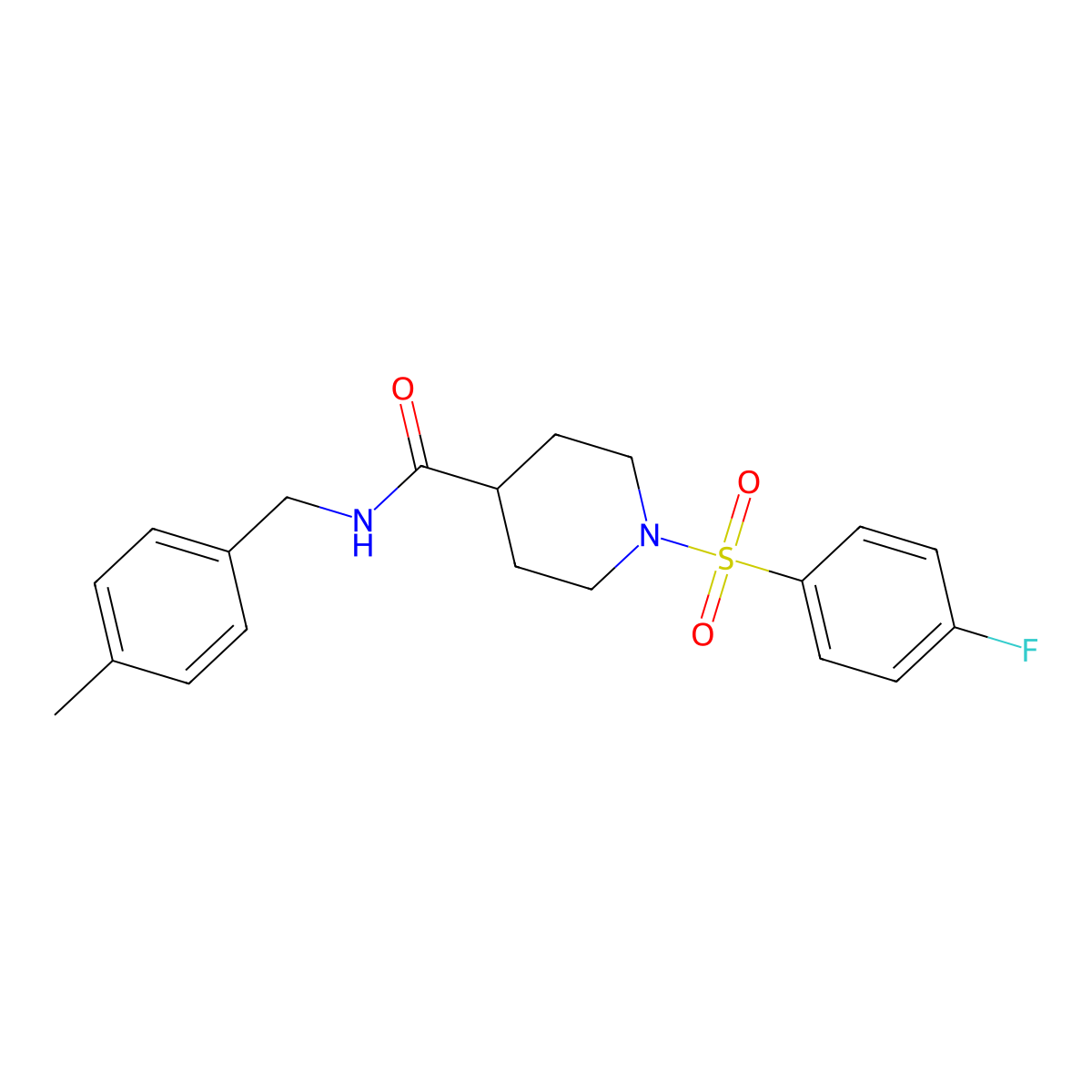 1-[(4-fluorophenyl)sulfonyl]-N-(4-methylbenzyl)piperidine-4-carboxamide molecular structure, CAS 508187-48-2
