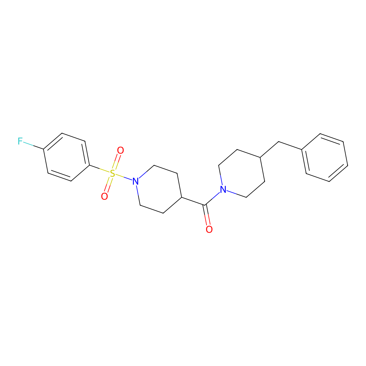 (4-Benzylpiperidin-1-yl)-[1-(4-fluorophenyl)sulfonylpiperidin-4-yl]methanone molecular structure, CAS 508187-51-7
