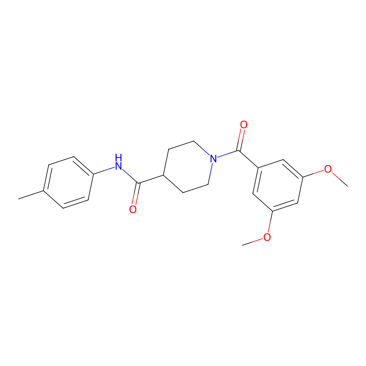 1-(3,5-dimethoxybenzoyl)-N-(4-methylphenyl)piperidine-4-carboxamide molecular structure, CAS 508187-54-0