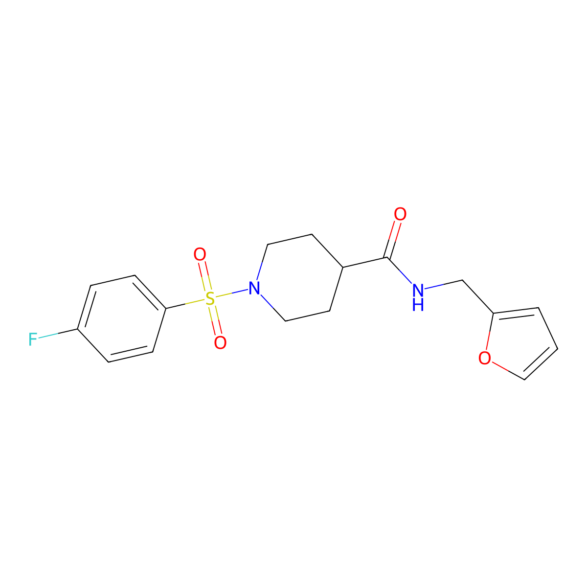 1-(4-fluorophenyl)sulfonyl-N-(furan-2-ylmethyl)piperidine-4-carboxamide molecular structure, CAS 508187-55-1
