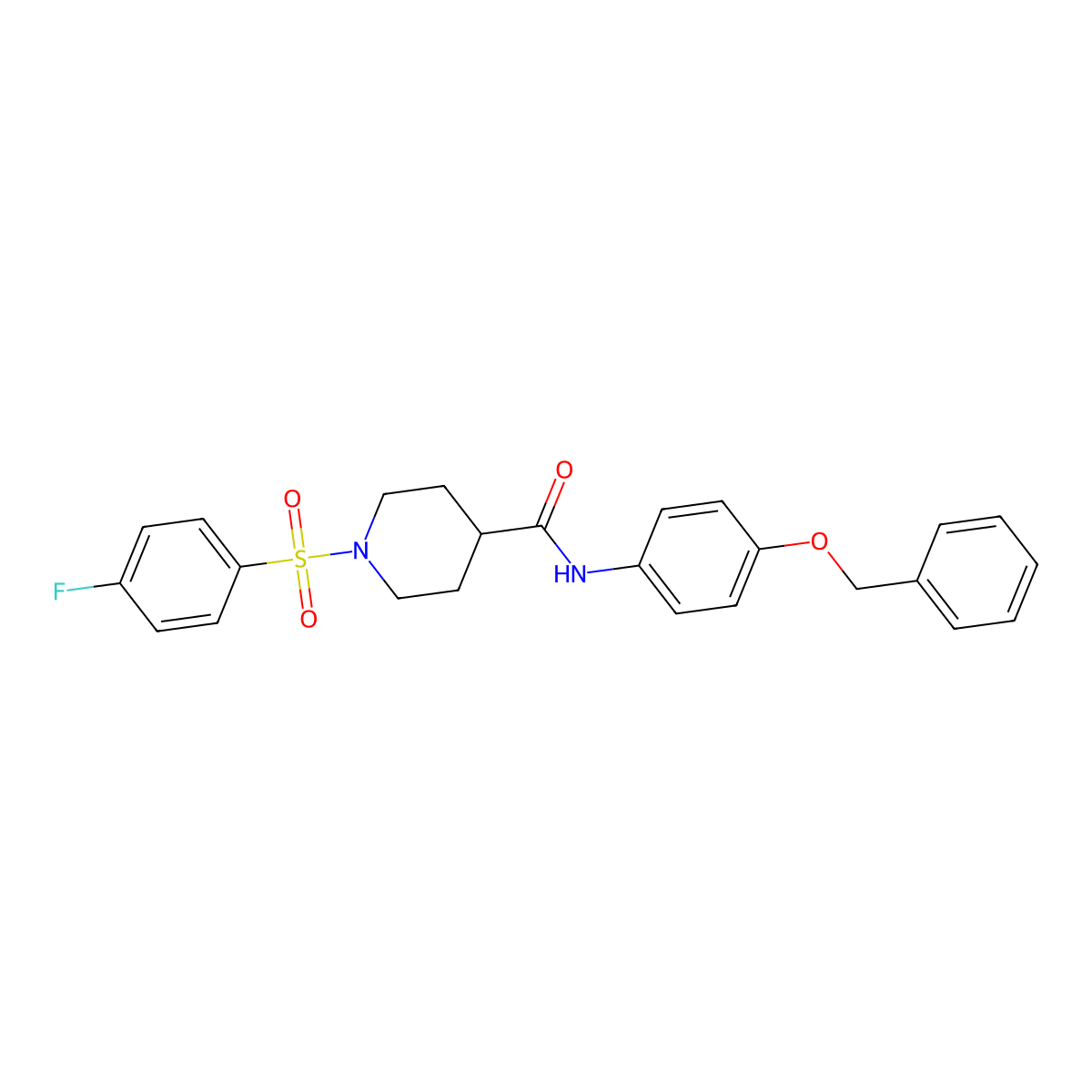 1-(4-fluorophenyl)sulfonyl-N-(4-phenylmethoxyphenyl)piperidine-4-carboxamide molecular structure, CAS 508187-60-8
