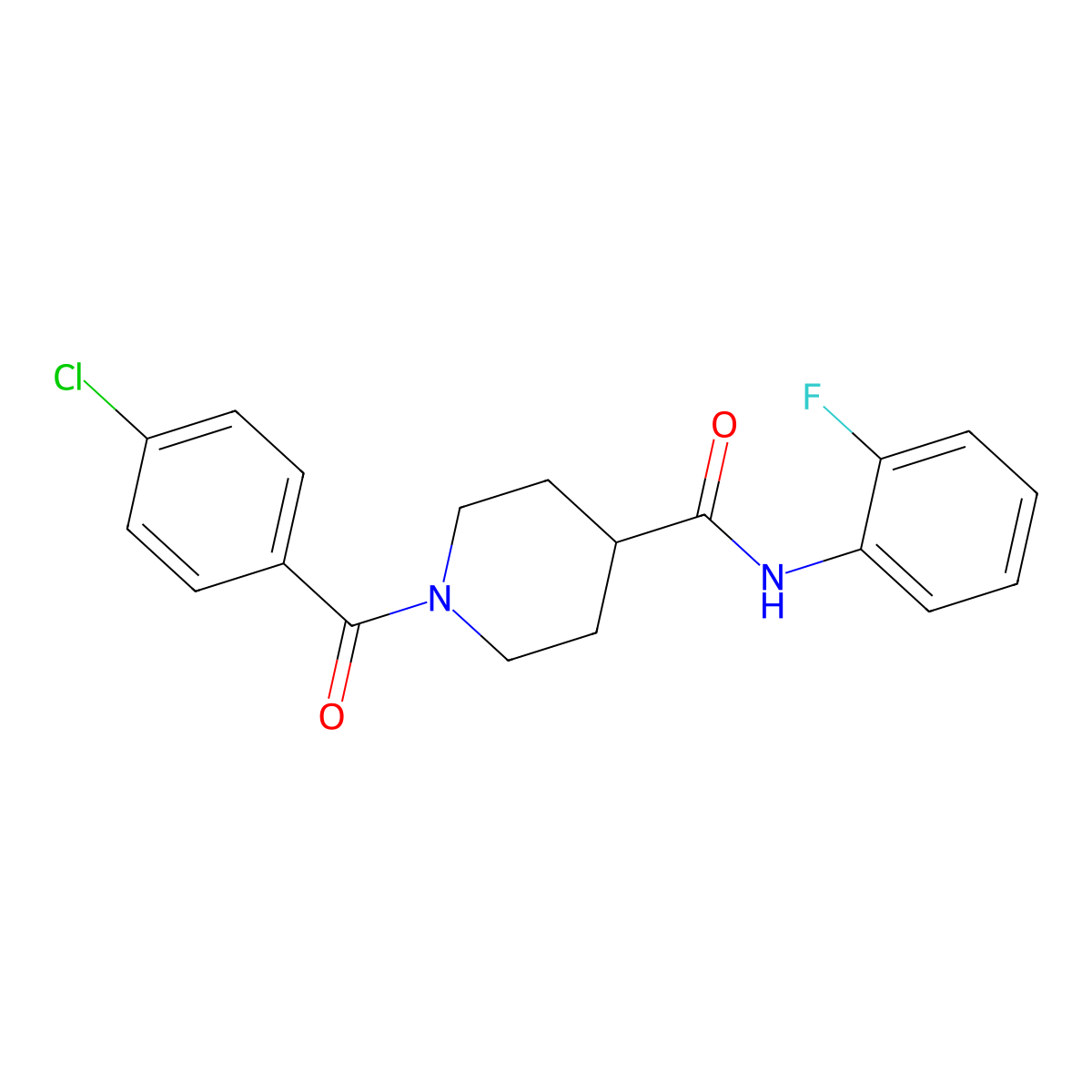 1-(4-chlorobenzoyl)-N-(2-fluorophenyl)piperidine-4-carboxamide molecular structure, CAS 508187-62-0