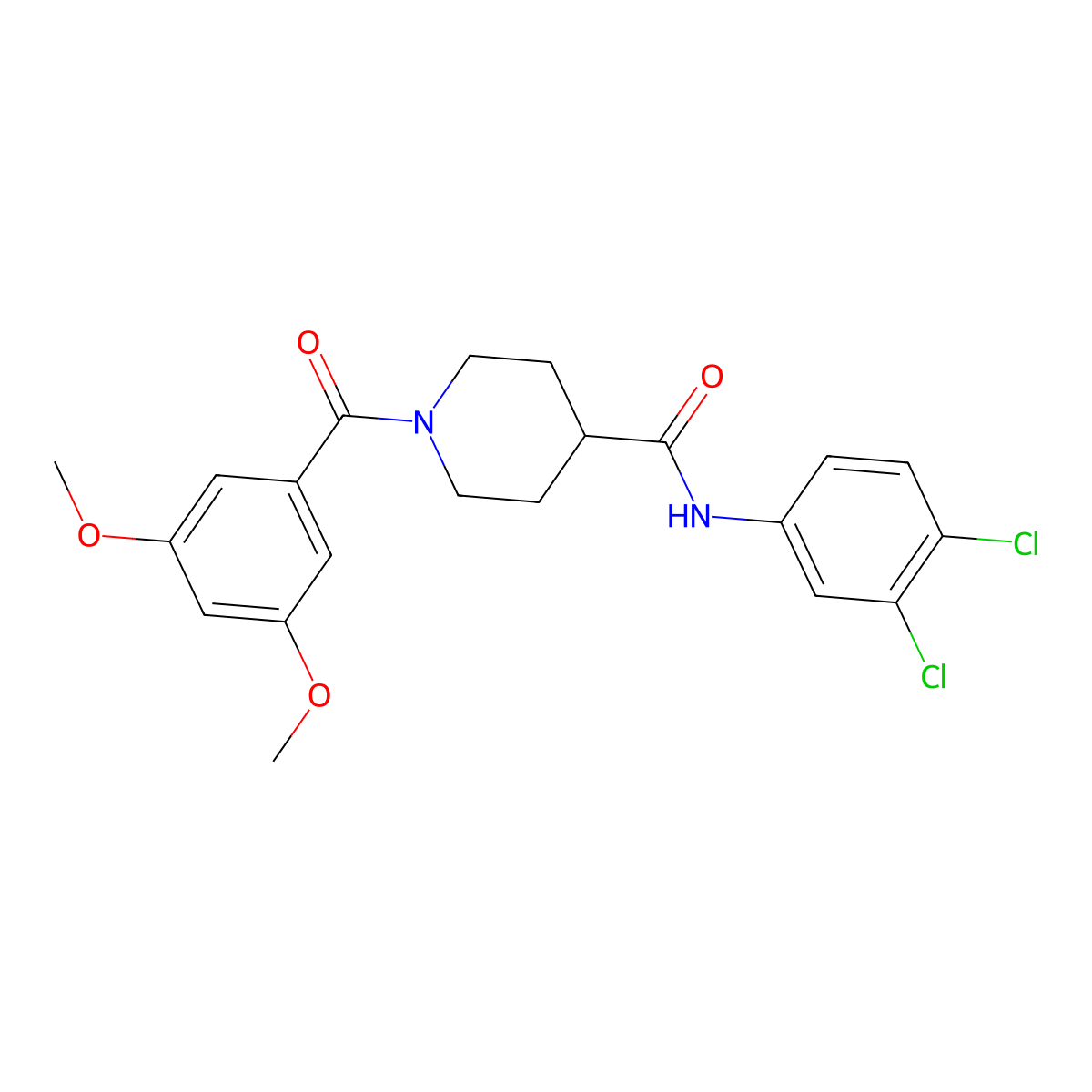 N-(3,4-dichlorophenyl)-1-(3,5-dimethoxybenzoyl)piperidine-4-carboxamide molecular structure, CAS 508187-89-1