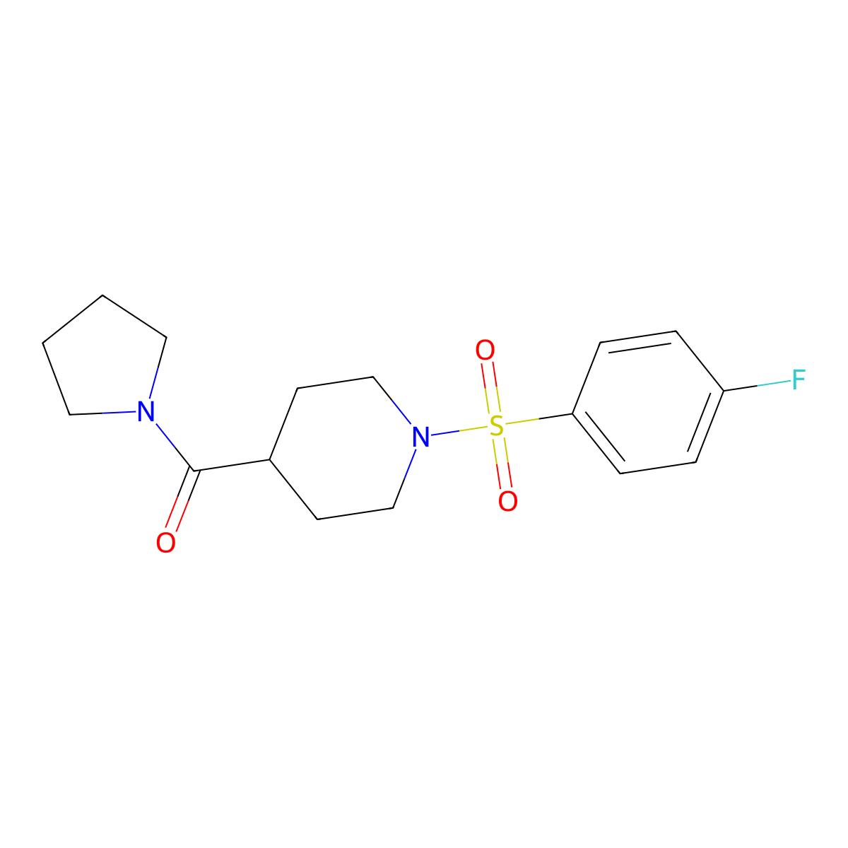 [1-(4-Fluorophenyl)sulfonylpiperidin-4-yl]-pyrrolidin-1-ylmethanone molecular structure, CAS 508187-94-8
