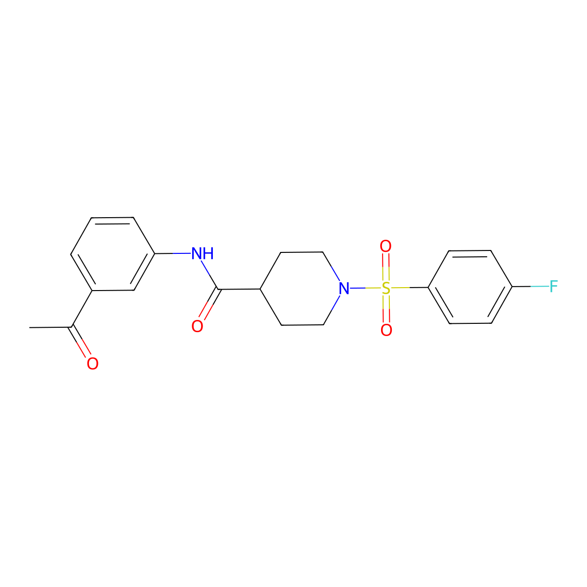 N-(3-acetylphenyl)-1-(4-fluorophenyl)sulfonylpiperidine-4-carboxamide molecular structure, CAS 508188-03-2