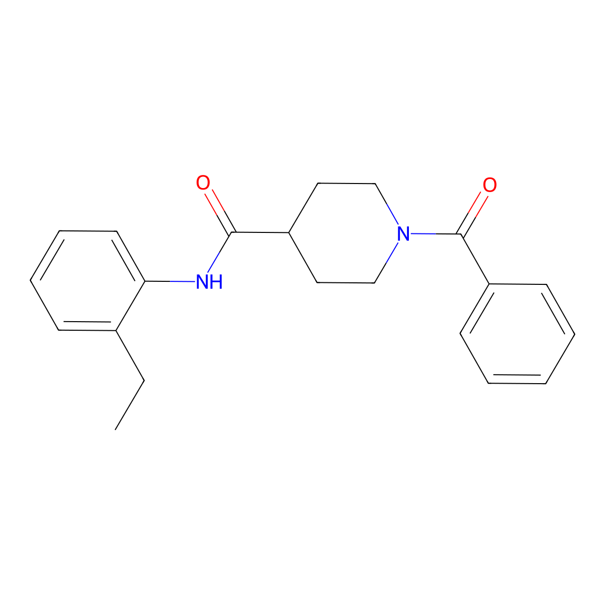 1-benzoyl-N-(2-ethylphenyl)piperidine-4-carboxamide molecular structure, CAS 508188-22-5