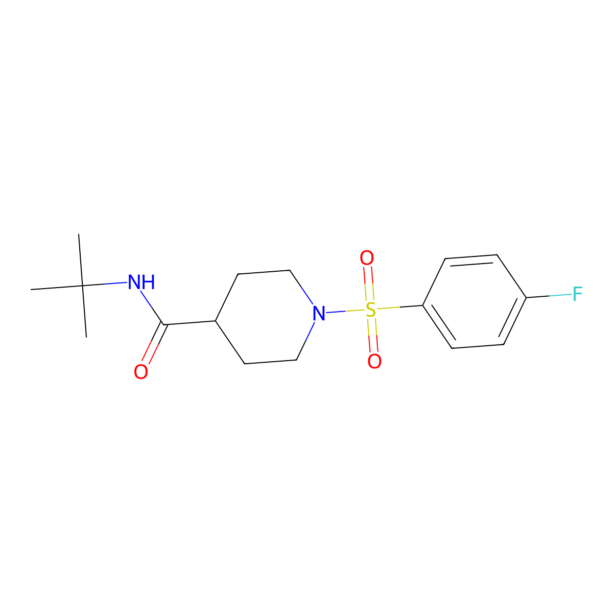 N-(tert-butyl)-1-[(4-fluorophenyl)sulfonyl]piperidine-4-carboxamide molecular structure, CAS 508188-52-1