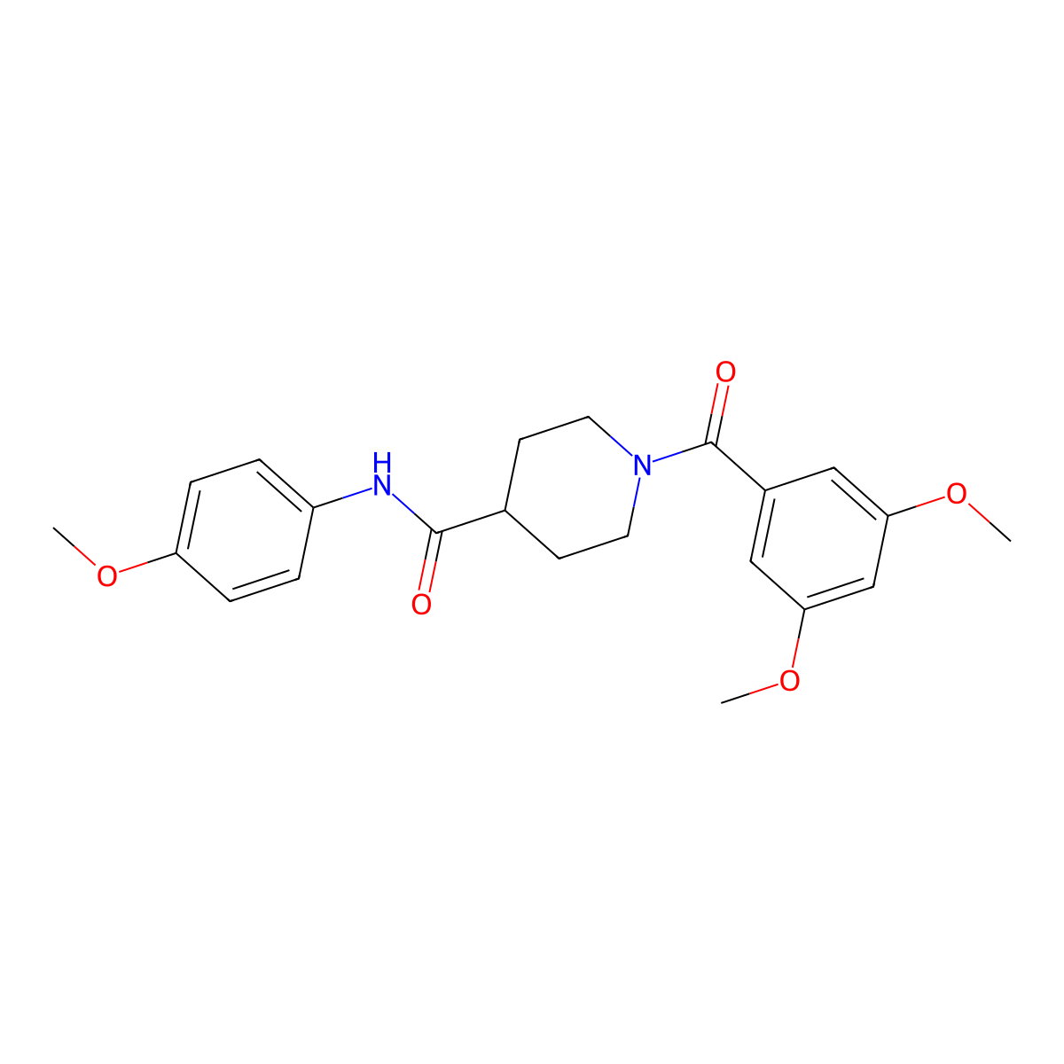 1-(3,5-dimethoxybenzoyl)-N-(4-methoxyphenyl)piperidine-4-carboxamide molecular structure, CAS 508188-58-7