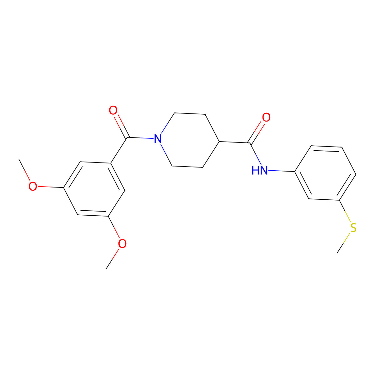 1-(3,5-dimethoxybenzoyl)-N-(3-methylsulfanylphenyl)piperidine-4-carboxamide molecular structure, CAS 508188-61-2