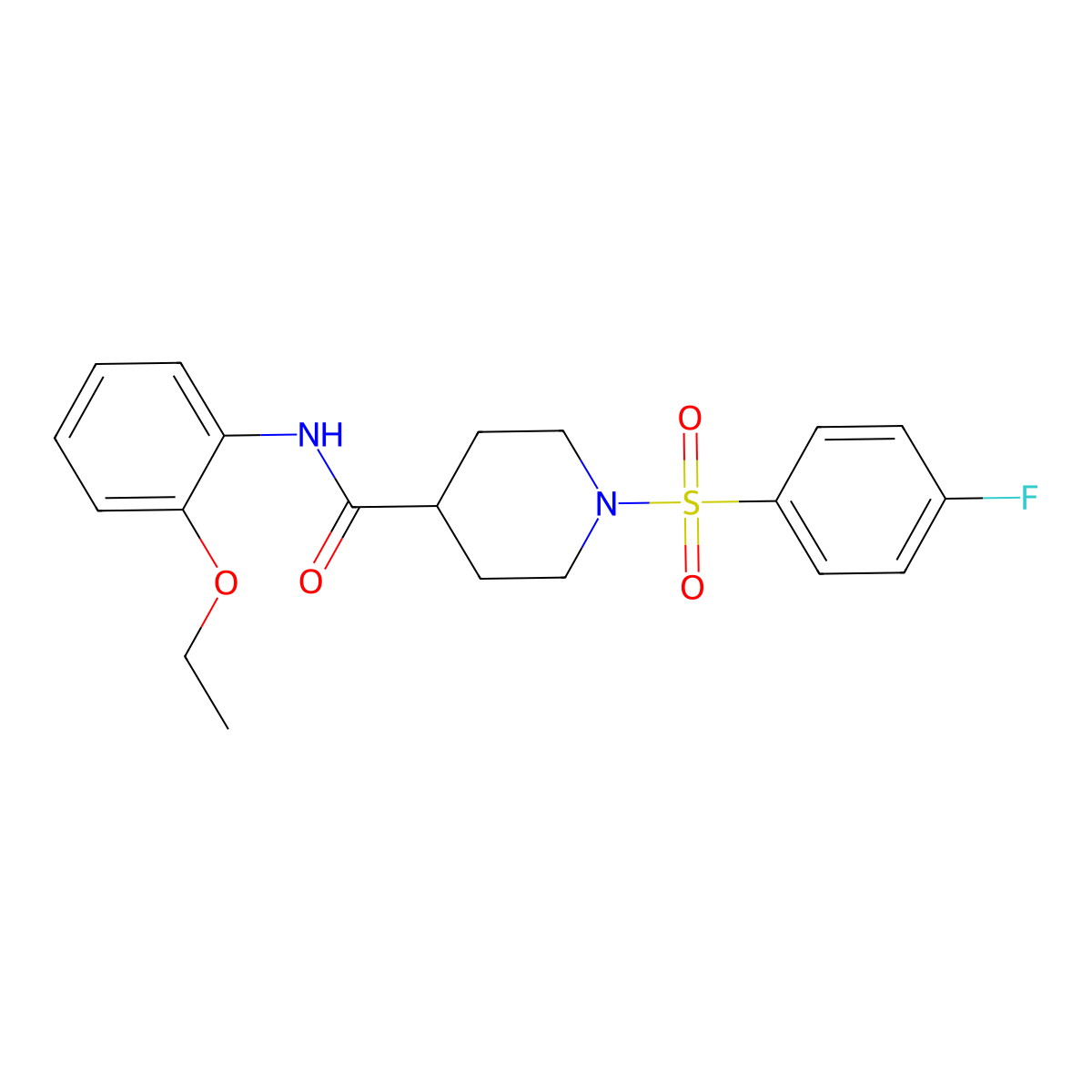 N-(2-ethoxyphenyl)-1-(4-fluorophenyl)sulfonylpiperidine-4-carboxamide molecular structure, CAS 508188-89-4