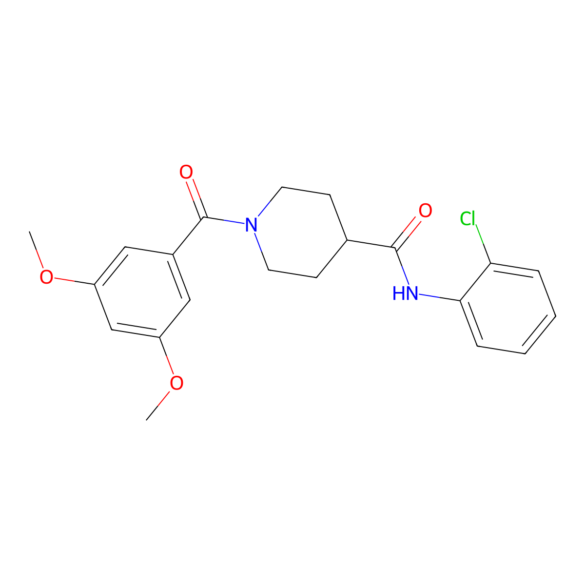 N-(2-chlorophenyl)-1-(3,5-dimethoxybenzoyl)piperidine-4-carboxamide molecular structure, CAS 508188-96-3