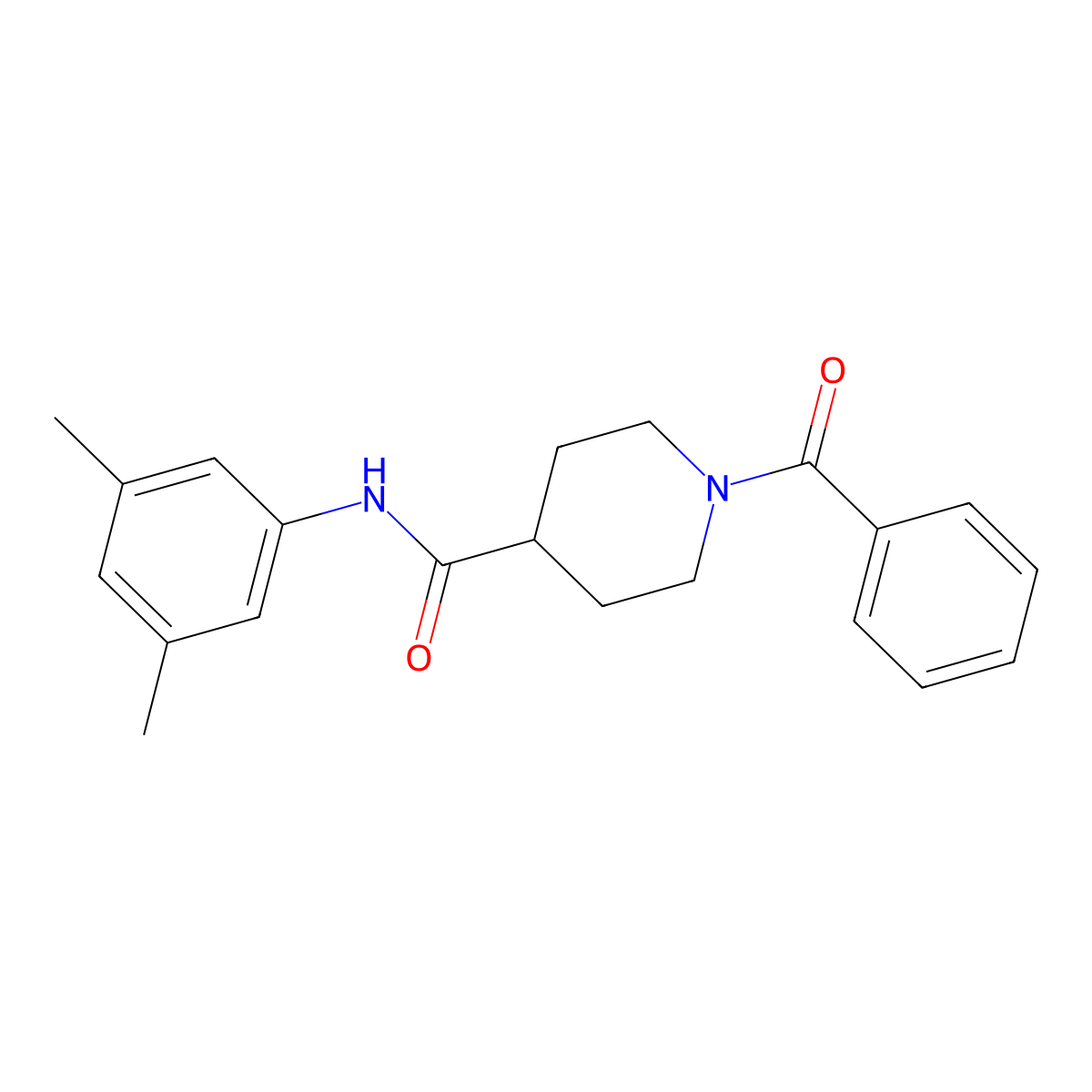 1-benzoyl-N-(3,5-dimethylphenyl)piperidine-4-carboxamide molecular structure, CAS 508189-07-9
