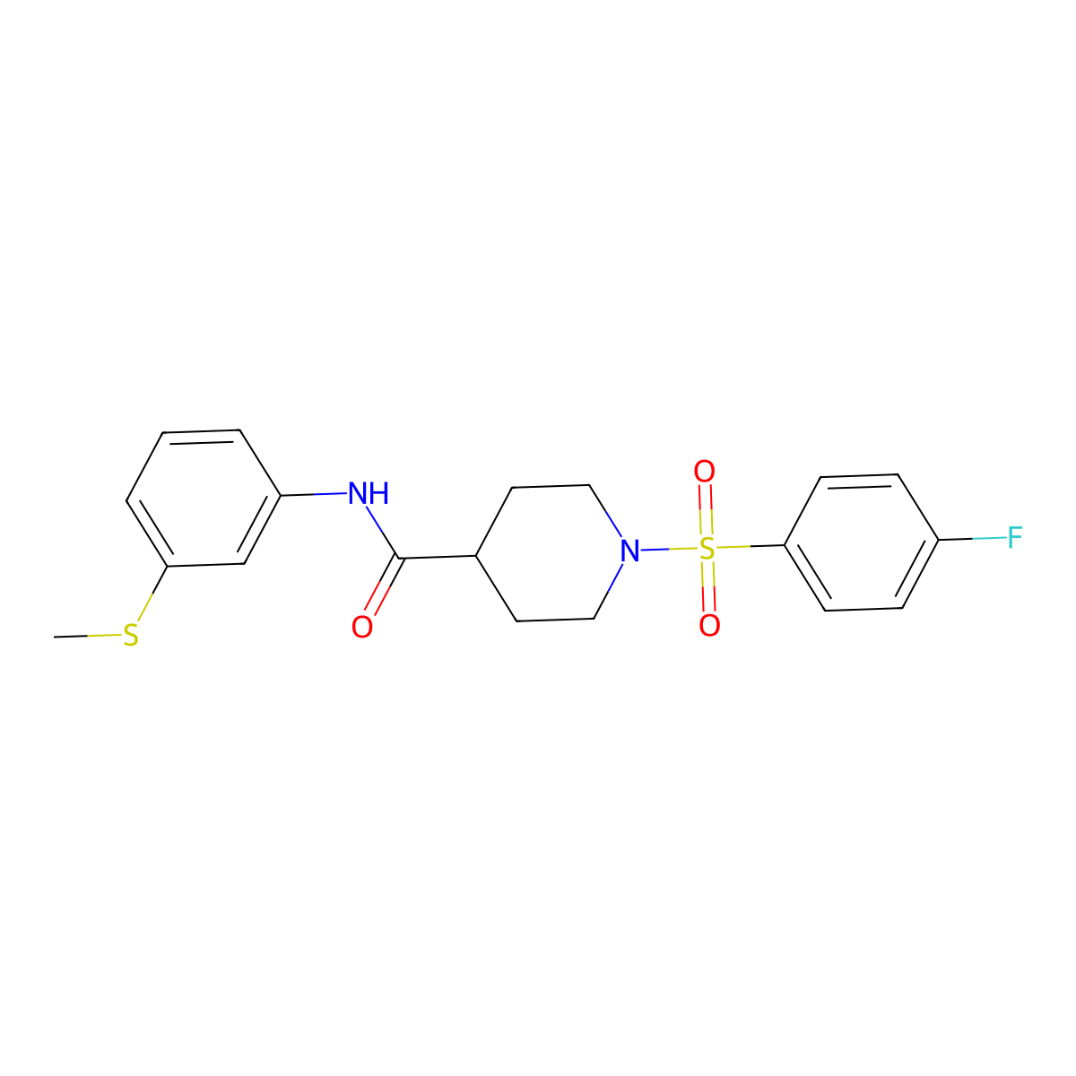 1-(4-fluorophenyl)sulfonyl-N-(3-methylsulfanylphenyl)piperidine-4-carboxamide molecular structure, CAS 508189-09-1