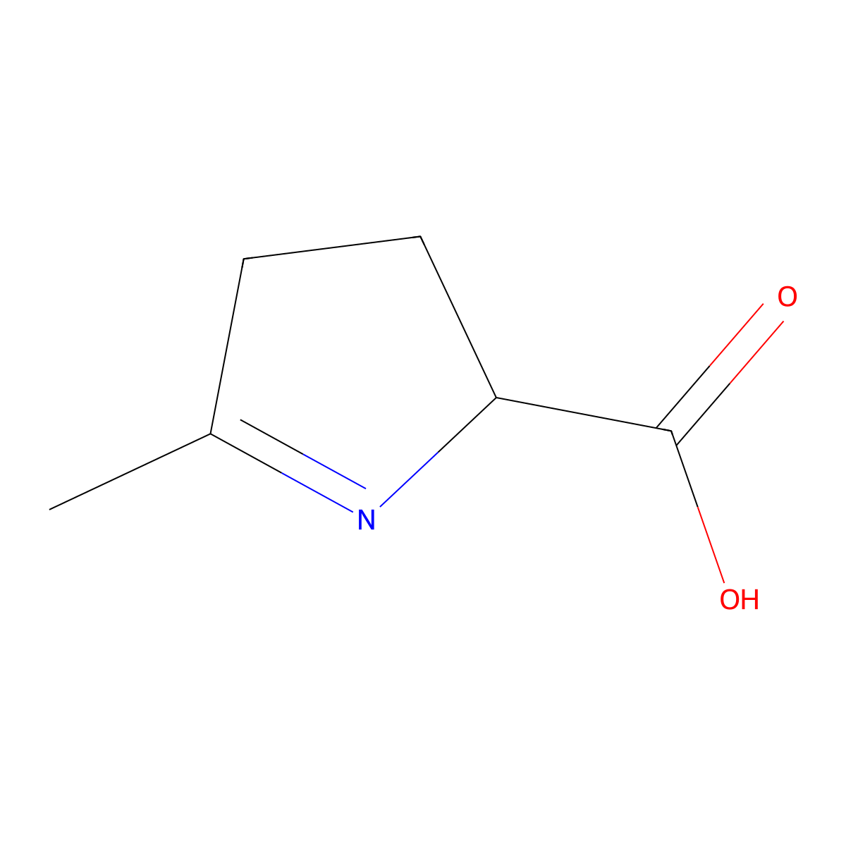 (2S)-5-methyl-3,4-dihydro-2H-pyrrole-2-carboxylic acid molecular structure, CAS 50819-04-0