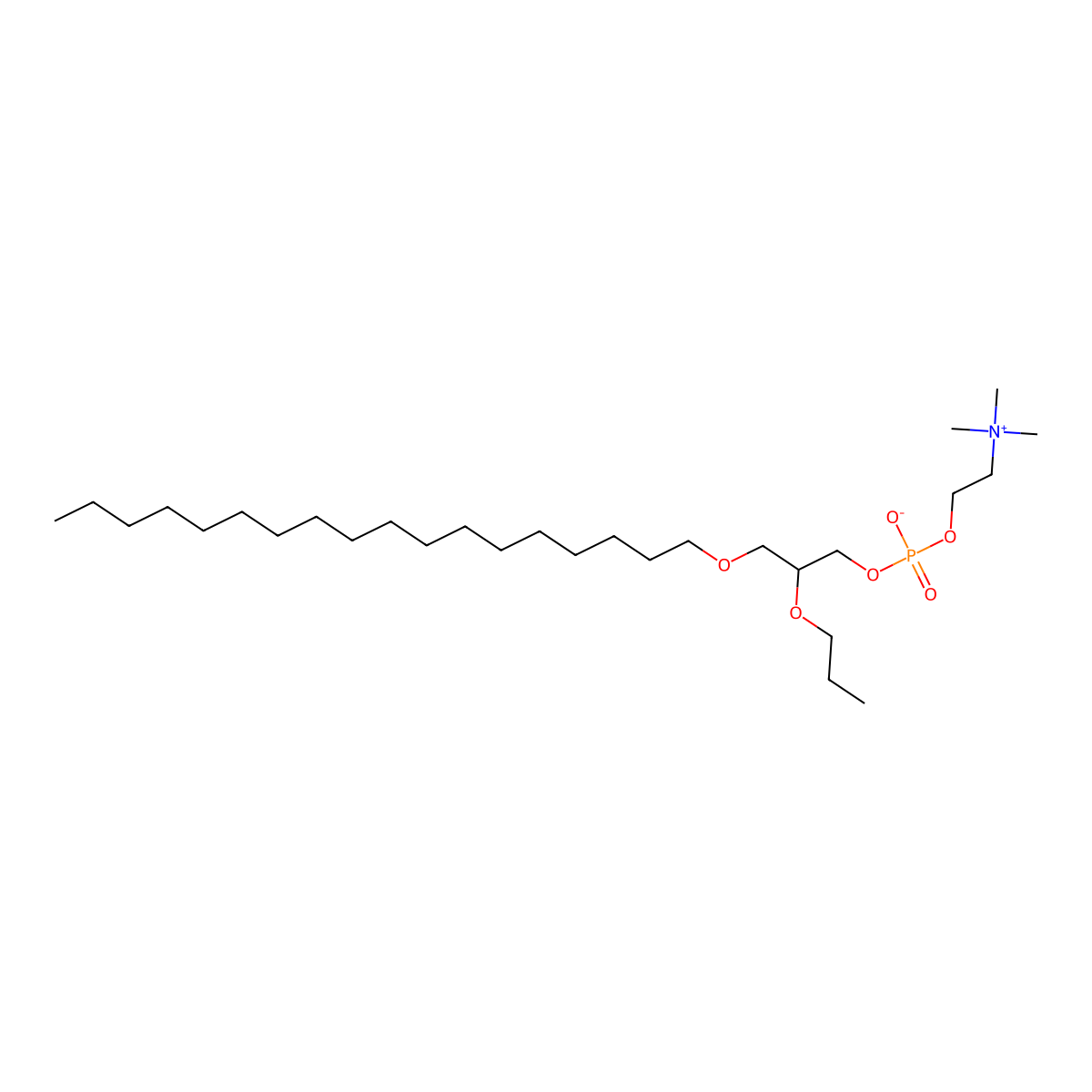 1-O-Octadecyl-2-O-propyl-sn-glycero-3-phosphocholine molecular structure, CAS 508190-11-2