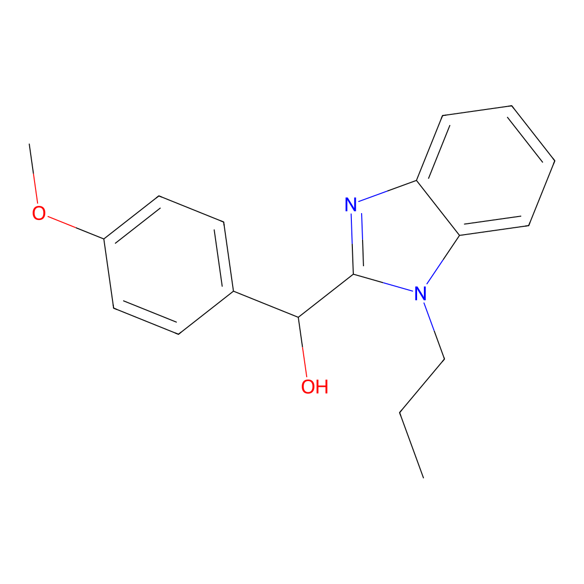 (4-Methoxyphenyl)(1-propyl-1H-benzimidazol-2-yl)methanol molecular structure, CAS 50820-90-1