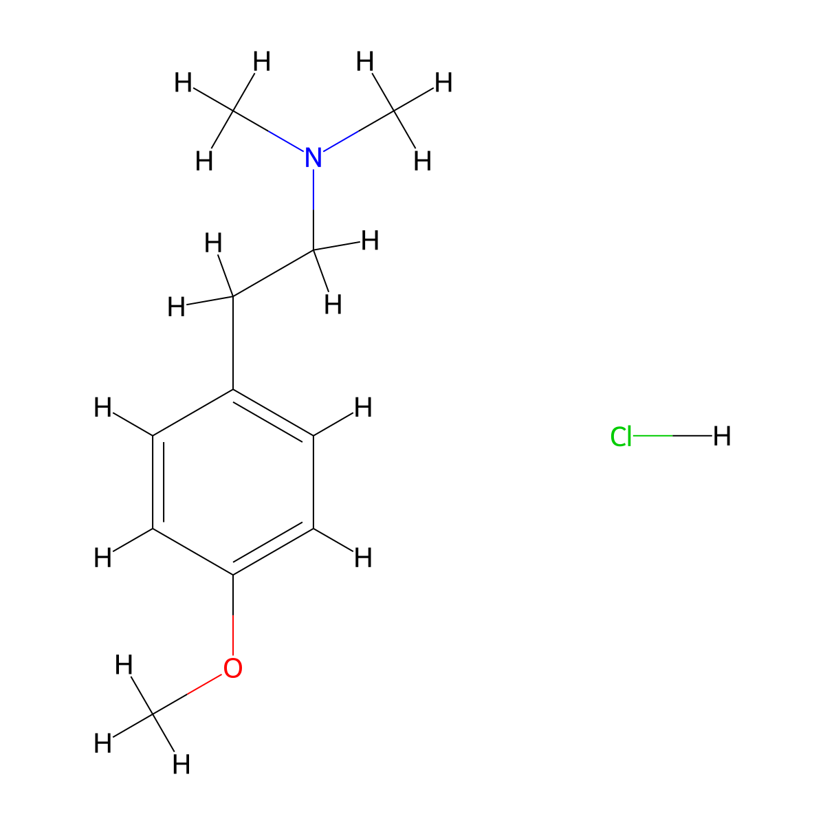 [2-(4-Methoxyphenyl)ethyl]dimethylamine hydrochloride molecular structure, CAS 50822-98-5