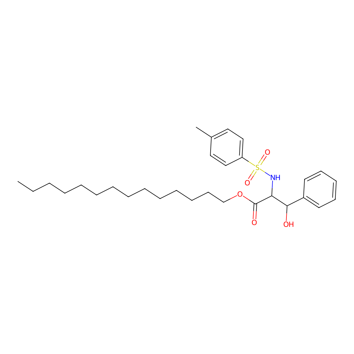 (2R,3S)-tetradecyl 3-hydroxy-2-(4-methylphenylsulfonamido)-3-phenylpropanoate molecular structure, CAS 508220-41-5