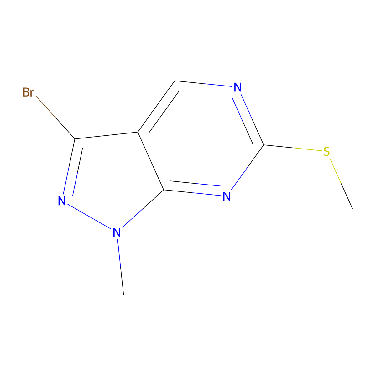 3-bromo-1-methyl-6-(methylsulfanyl)-1H-pyrazolo[3,4-d]pyrimidine molecular structure, CAS 508220-96-0