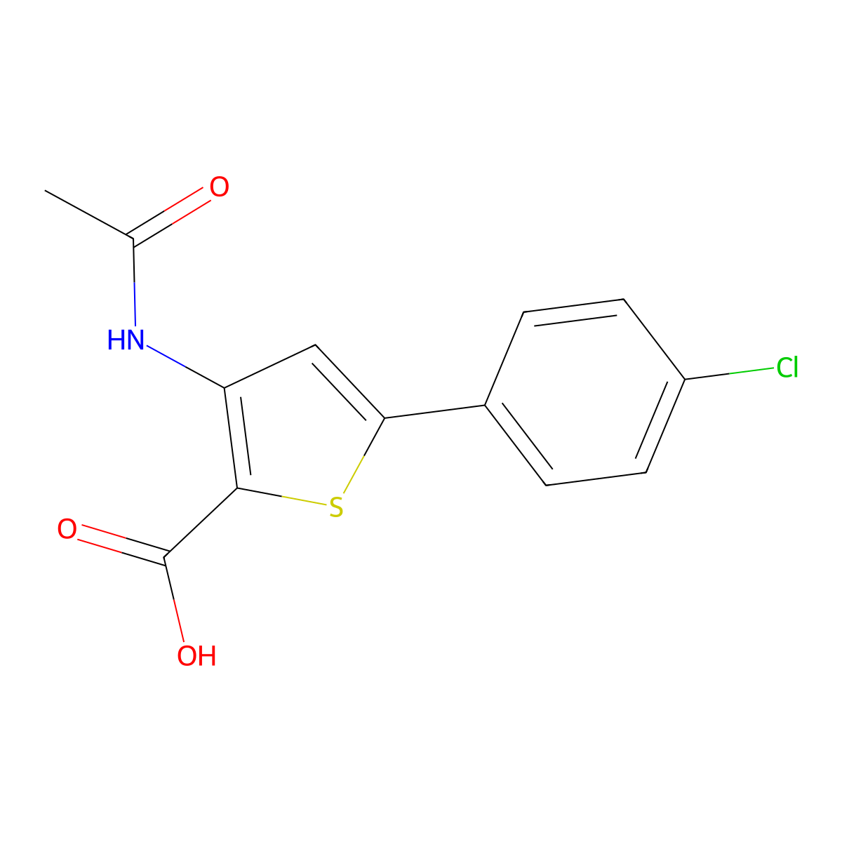 5-(4-Chlorophenyl)-3-acetamidothiophene-2-carboxylic acid molecular structure, CAS 508231-11-6