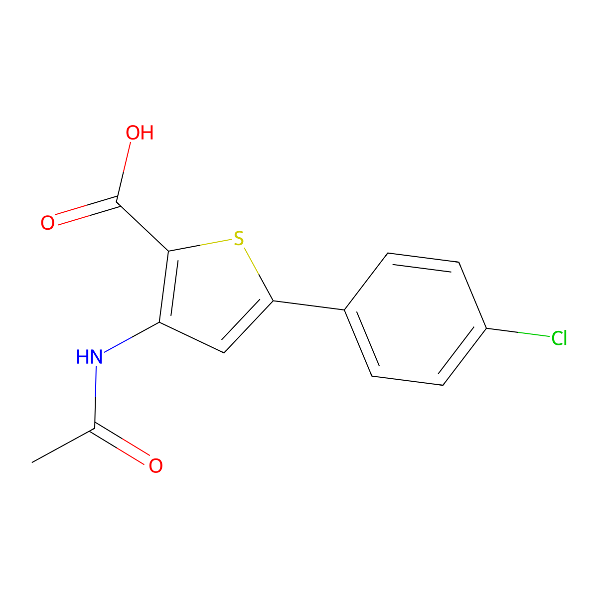 5-(4-Chlorophenyl)-3-acetamidothiophene-2-carboxylic acid molecular structure, CAS 508231-11-6